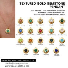 Load image into Gallery viewer, 5PC Textured Gold Plated Gemstone Pendant | Round Faceted Gemstone Necklace | Flower Necklace Birthstone Charms &amp; Pendants | Making DIY Jewelry Supplies.
