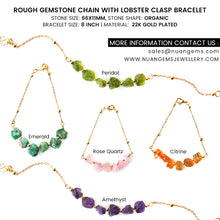 Load image into Gallery viewer, 5PC Rough Gemstone Bracelet | Gold Chain Bracelet | Lobster Clasp Bracelet | Lenght 8 Inch
