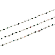 Load image into Gallery viewer, Indian Agate Jade Faceted Bead Rosary Chain 3-3.5mm Silver Plated Bead Rosary 5FT
