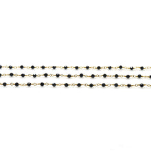 Load image into Gallery viewer, 5ft Black Spinel Smooth 2-2.5mm Gold Wire Wrapped Beads Rosary | Gemstone Rosary Chain | Wholesale Chain Faceted Crystal
