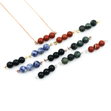 Load image into Gallery viewer, 5PC Round Gemstone Three Beads | Beads Rose Gold Chain Necklace | Three Ball Bead Pendant Necklace | Round Beads

