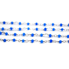 Load image into Gallery viewer, 5ft Sky Blue Chalcedony 2-2.5mm Silver Wire Wrapped Beads Rosary | Gemstone Rosary Chain | Wholesale Chain Faceted Crystal
