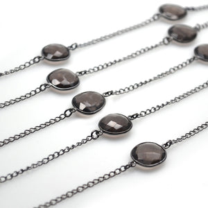 Smoky Topaz 10-15mm Mix Shape Oxidized Wholesale Connector Rosary Chain