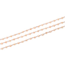 Load image into Gallery viewer, 5ft Pink Pearl 3-3.5mm Rose Gold Wire Wrapped Beads Rosary | Gemstone Rosary Chain | Wholesale Chain Faceted Crystal
