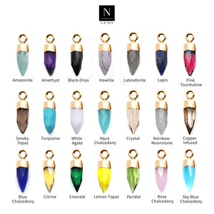 5PC Bullet Shape Natural Gemstone Pendant | Gold Plated Wholesale Gemstone Beads | Faceted Bullet Shape Pendant Necklace | Chain Pendants