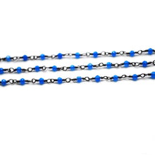 Load image into Gallery viewer, 5ft Sky Blue Chalcedony 2-2.5mm Oxidized Wrapped Beads Rosary | Gemstone Rosary Chain | Wholesale Chain Faceted Crystal
