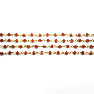 5ft Garnet 2-2.5mm Gold Wire Wrapped Beads Rosary | Gemstone Rosary Chain | Wholesale Chain Faceted Crystal