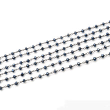 Load image into Gallery viewer, Metallic Blue Ray Pyrite Faceted Bead Rosary Chain 3-3.5mm Oxidized Bead Rosary 5FT
