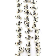 Load image into Gallery viewer, Pearl Cluster Rosary Chain 2.5-3mm Faceted Oxidized Dangle Rosary 5FT
