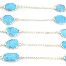 Load image into Gallery viewer, Turquoise 10-15mm Mix Shape Silver Plated Wholesale Connector Rosary Chain
