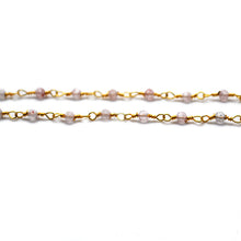 Load image into Gallery viewer, 5ft Strawberry Quartz 2-2.5mm Gold Wire Wrapped Beads Rosary | Gemstone Rosary Chain | Wholesale Chain Faceted Crystal
