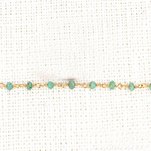 5ft Chrysocolla 2.5-3mm Gold Wire Wrapped Beads Rosary | Gemstone Rosary Chain | Wholesale Chain Faceted Crystal