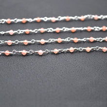 Load image into Gallery viewer, 5ft Orange Chalcedony 2-2.5mm Silver Wire Wrapped Beads Rosary | Gemstone Rosary Chain | Wholesale Chain Faceted Crystal
