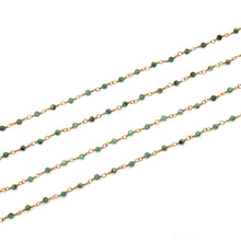 Load image into Gallery viewer, 5ft Emerald 2-2.5mm Gold Wire Wrapped Beads Rosary | Gemstone Rosary Chain | Wholesale Chain Faceted Crystal
