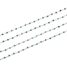 Load image into Gallery viewer, 5ft Emerald 2-2.5mm Silver Wire Wrapped Beads Rosary | Gemstone Rosary Chain | Wholesale Chain Faceted Crystal
