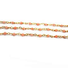 Load image into Gallery viewer, 5ft Orange Chalcedony 2-2.5mm Gold Wire Wrapped Beads Rosary | Gemstone Rosary Chain | Wholesale Chain Faceted Crystal
