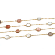 Load image into Gallery viewer, Multi Moonstone 10-15mm Mix Shape Gold Plated Wholesale Connector Rosary Chain
