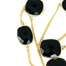 Load image into Gallery viewer, Black Onyx 15mm Mix Shape Gold Plated Wholesale Connector Rosary Chain

