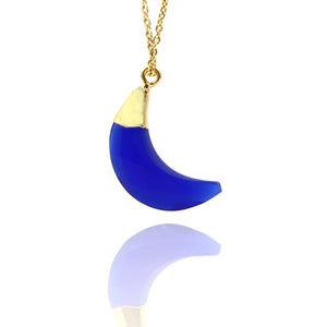 5PC Moon Shape Gold Plated Faceted Gemstone Pendant | Half Moon | Necklace Pendant