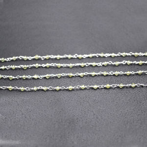5ft Peridot 2-2.5mm Silver Wire Wrapped Beads Rosary | Gemstone Rosary Chain | Wholesale Chain Faceted Crystal