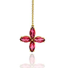 Load image into Gallery viewer, 5pc Gemstone Prong Setting Flower 27x25mm Gold Plated 18 Inch Necklace Pendant

