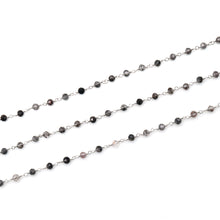 Load image into Gallery viewer, Rutilated Faceted Bead Rosary Chain 3-3.5mm Silver Plated Bead Rosary 5FT
