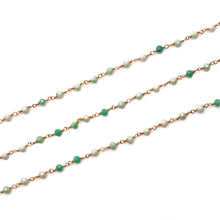 Load image into Gallery viewer, Coated Emerald Faceted Bead Rosary Chain 3-3.5mm Gold Plated Bead Rosary 5FT
