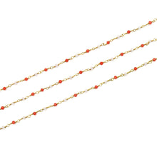 Load image into Gallery viewer, 5ft Carnelian &amp; Crystal 2-2.5mm Gold Wire Wrapped Beads Rosary | Gemstone Rosary Chain | Wholesale Chain Faceted Crystal

