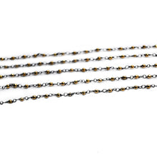 Load image into Gallery viewer, 5ft Golden Pyrite Gemstone Beaded 2-2.5mm Oxidized Wrapped Beads Rosary | Gemstone Rosary Chain | Wholesale Chain Faceted Crystal
