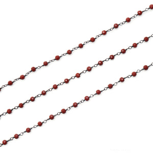 Brown Sunstone Faceted Bead Rosary Chain 3-3.5mm Oxidized Bead Rosary 5FT