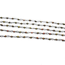 Load image into Gallery viewer, 5ft Unakite Rondelle 2-2.5mm Oxidized Wrapped Beads Rosary | Gemstone Rosary Chain | Wholesale Chain Faceted Crystal
