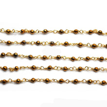 Load image into Gallery viewer, 5ft Golden Pyrite 2-2.5mm Gold Wire Wrapped Beads Rosary | Gemstone Rosary Chain | Wholesale Chain Faceted Crystal
