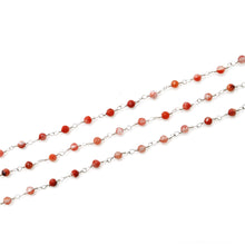Load image into Gallery viewer, Brown Rutile Faceted Bead Rosary Chain 3-3.5mm Silver Plated Bead Rosary 5FT

