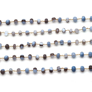Boulder Opal Faceted Large Beads 7-8mm Gold Plated Rosary Chain
