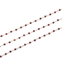 Load image into Gallery viewer, Synthetic Sunstone Faceted Bead Rosary Chain 3-3.5mm Silver Plated Bead Rosary 5FT
