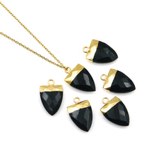 Load image into Gallery viewer, 5PC Gemstone Connector | Single Loop Gold Plated Trillion Cut Gemstone | Trillion Shape Pendant &amp; Charm
