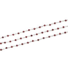 Load image into Gallery viewer, 5ft Rhodolite 3-3.5mm Silver Wire Wrapped Beads Rosary | Gemstone Rosary Chain | Wholesale Chain Faceted Crystal
