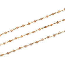 Load image into Gallery viewer, Sunstone Faceted Bead Rosary Chain 3-3.5mm Gold Plated Bead Rosary 5FT

