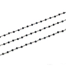Load image into Gallery viewer, Blue Sapphire Faceted Bead Rosary Chain 3-3.5mm Oxidized Bead Rosary 5FT
