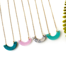 Load image into Gallery viewer, 5PC Moon Shape Gemstone | Gold Plated Moon Shape Birthstone | Crescent Moon Pendants
