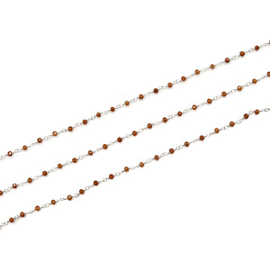 5ft Citrine Faceted 2-2.5mm Silver Wire Wrapped Beads Rosary | Gemstone Rosary Chain | Wholesale Chain Faceted Crystal