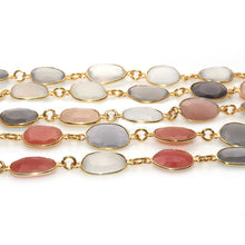 Load image into Gallery viewer, Multi Color 10-15mm Mix Faceted Shape Gold Plated Bezel Continuous Connector Chain
