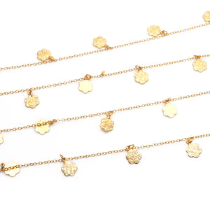 5ft Gold Engraved Flowers Chains 14x10mm | Engraved Flowers Necklace | Soldered Chain | Anklet Finding Chain