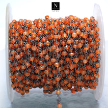 Load image into Gallery viewer, Carnelian Faceted Bead Rosary Chain 3-3.5mm Oxidized Bead Rosary 5FT
