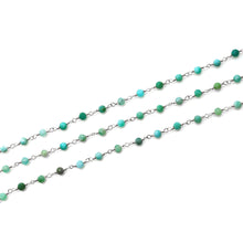 Load image into Gallery viewer, Amazonite Faceted Bead Rosary Chain 3-3.5mm Silver Plated Bead Rosary 5FT
