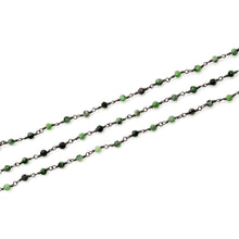 Load image into Gallery viewer, Ruby Zoisite Faceted Bead Rosary Chain 3-3.5mm Oxidized Bead Rosary 5FT

