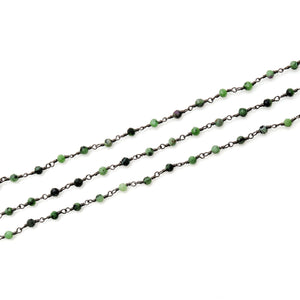 Ruby Zoisite Faceted Bead Rosary Chain 3-3.5mm Oxidized Bead Rosary 5FT