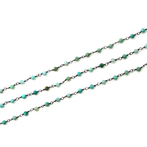 Amazonite Faceted Bead Rosary Chain 3-3.5mm Oxidized Bead Rosary 5FT