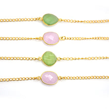 Load image into Gallery viewer, Rose With Green Chalcedony 10-15mm Mix Shape Gold Plated Wholesale Connector Rosary Chain
