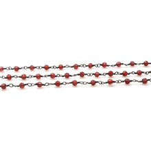 Load image into Gallery viewer, Garnet Faceted Bead Rosary Chain 3-3.5mm Oxidized Bead Rosary 5FT
